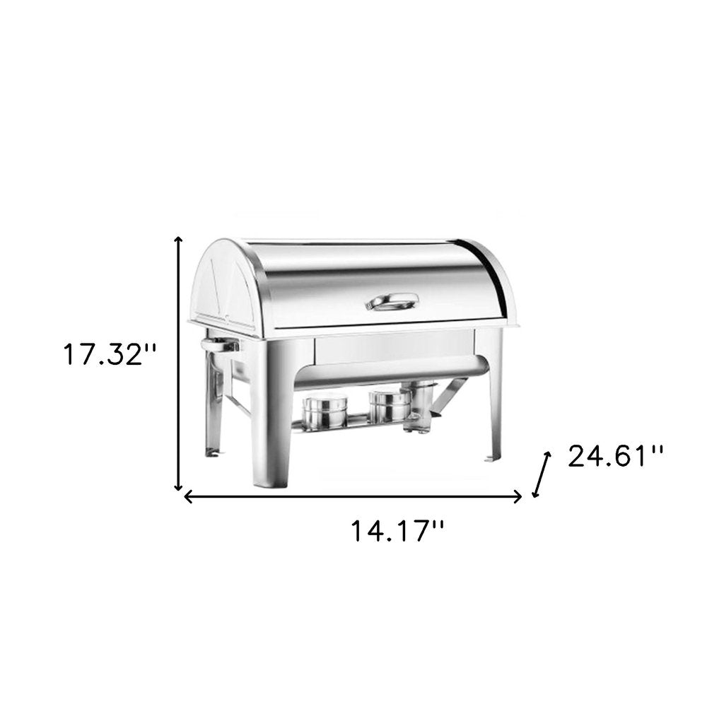 14" Silver Stainless Steel Chafing Dish With Stand