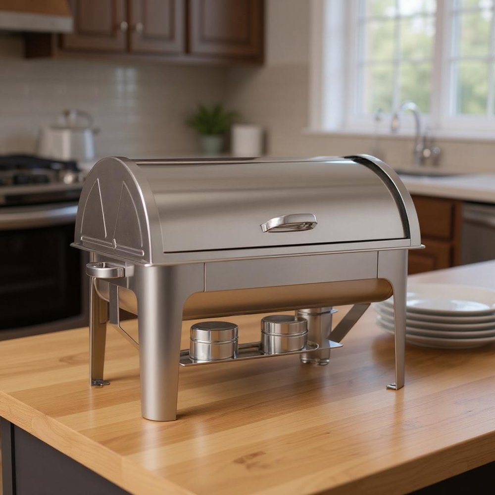 14" Silver Stainless Steel Chafing Dish With Stand