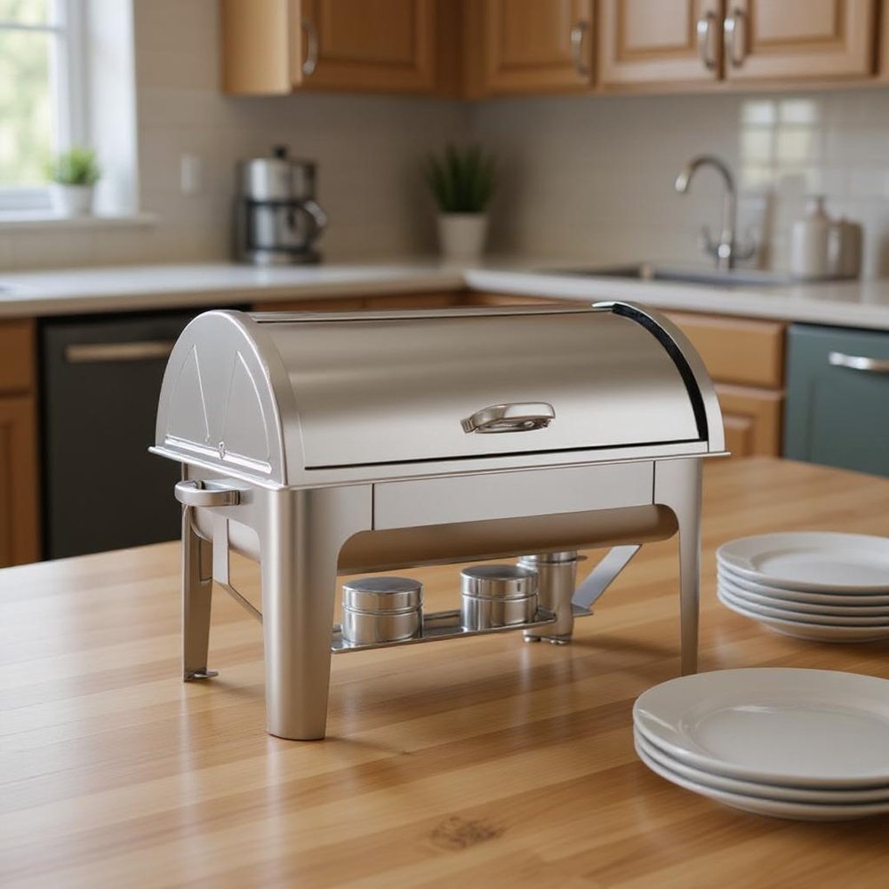 14" Silver Stainless Steel Chafing Dish With Stand