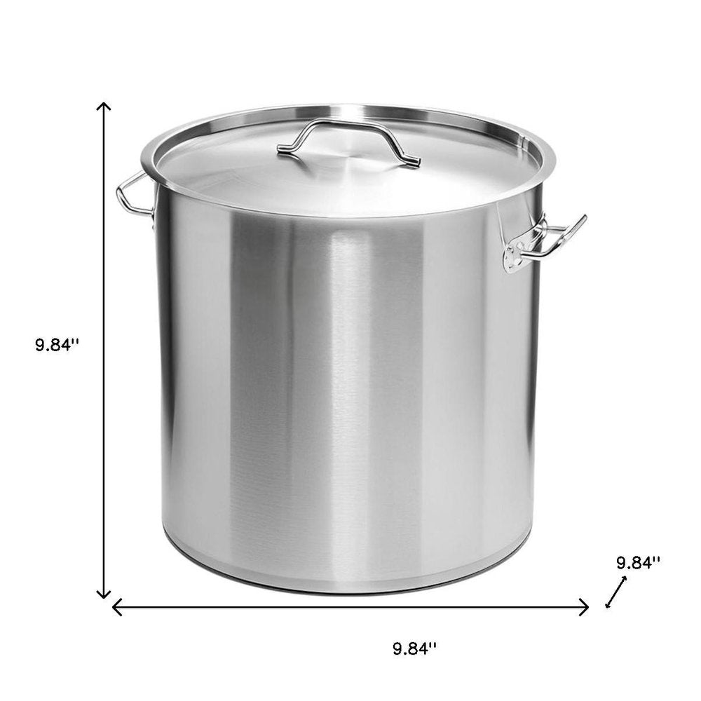 10" Silver Stainless Steel Stock Pot