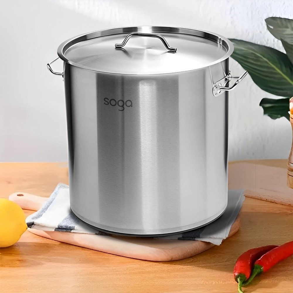 10" Silver Stainless Steel Stock Pot