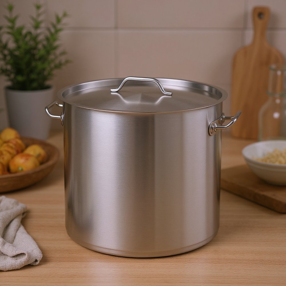 11" Silver Stainless Steel Stock Pot