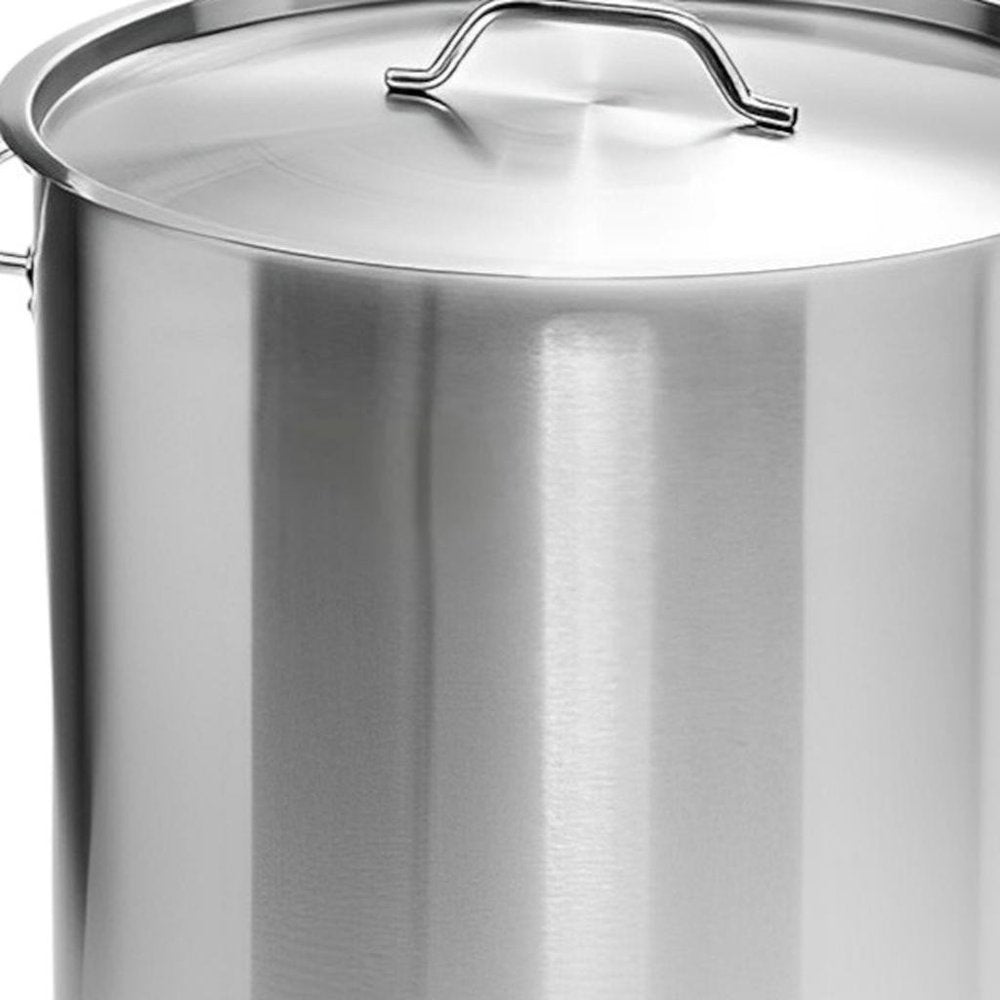 11" Silver Stainless Steel Stock Pot