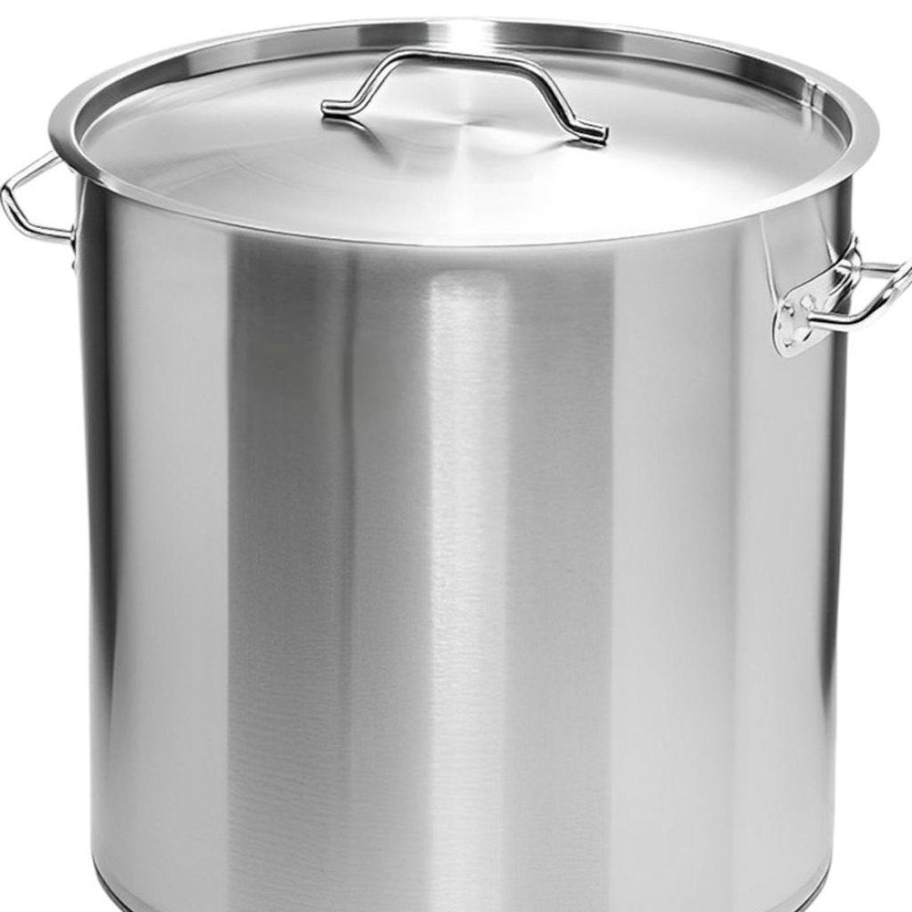 13" Silver Stainless Steel Stock Pot