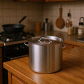 12" Silver Stainless Steel Stock Pot