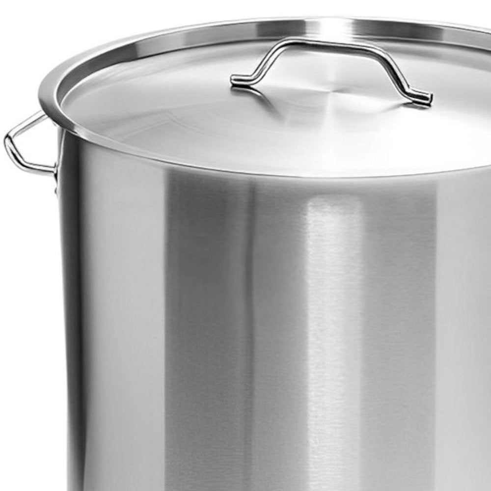 16" Silver Stainless Steel Stock Pot - 15.75" H x 15.75" W x 15.75" D