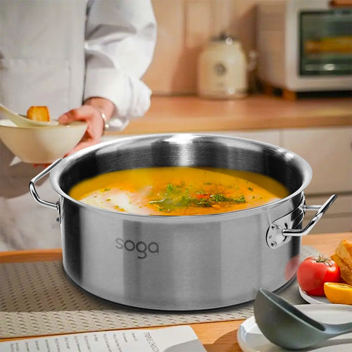 16" Silver Stainless Steel Stock Pot