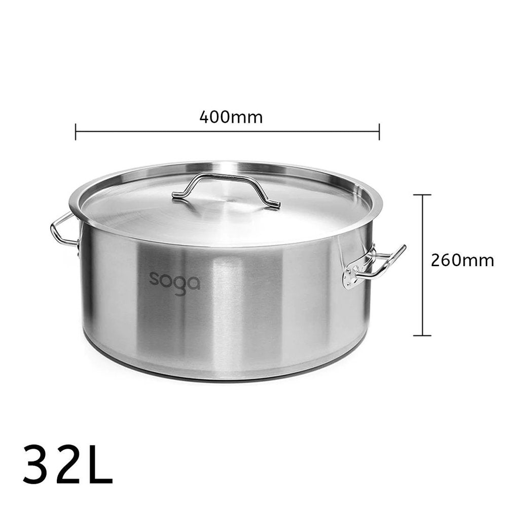 16" Silver Stainless Steel Stock Pot - 10.24" H x 15.75" W x 10.24" D