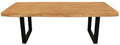 59" Natural And Black Solid Wood And Iron Live Edge Coffee Table. Coffee table isolated on a plain white background, in a black wood finish.