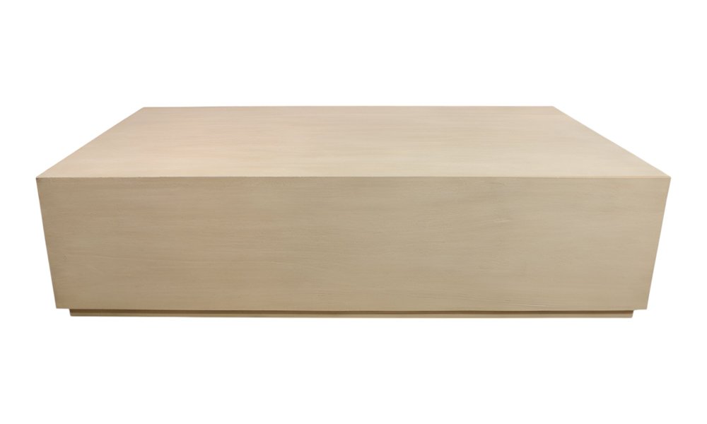 66" Natural Solid Wood Distressed Coffee Table. Coffee table isolated on a plain white background, in a tan wood finish.