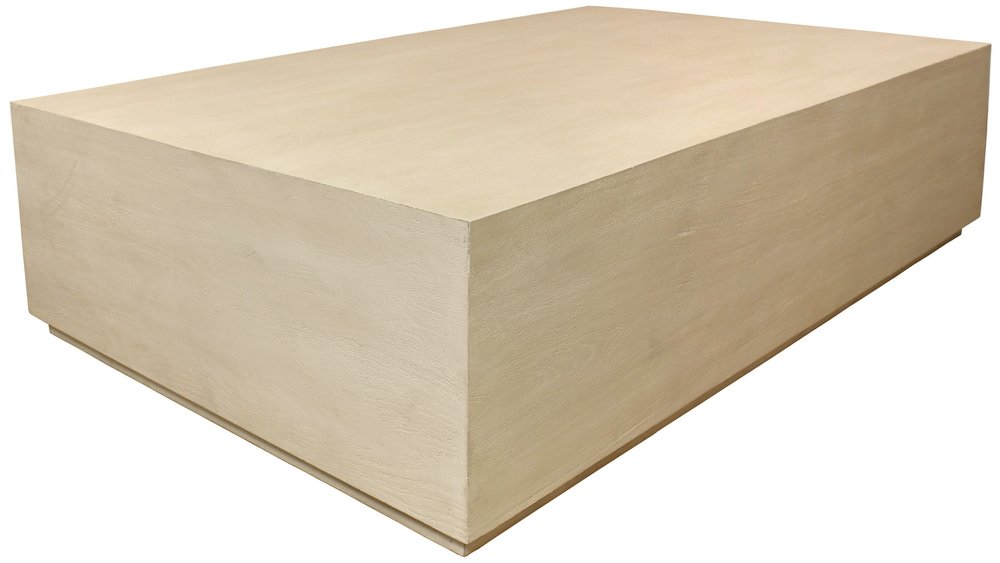 66" Natural Solid Wood Distressed Coffee Table. Coffee table isolated on a plain white background, in a tan wood finish.