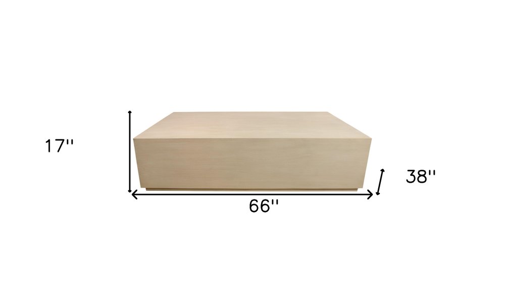 66" Natural Solid Wood Distressed Coffee Table on a white background