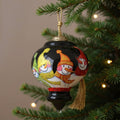 Together Snowman Hand Painted Black Yellow And Red Glass Finial Ornament