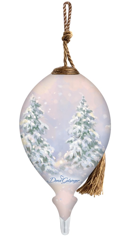 Winter Angel Hand Painted White And Gold Glass Finial Ornament