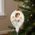 Winter Angel Hand Painted White And Gold Glass Finial Ornament