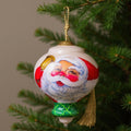 Winter Wonderland Santa Hand Painted Green Red And White Glass Finial Ornament