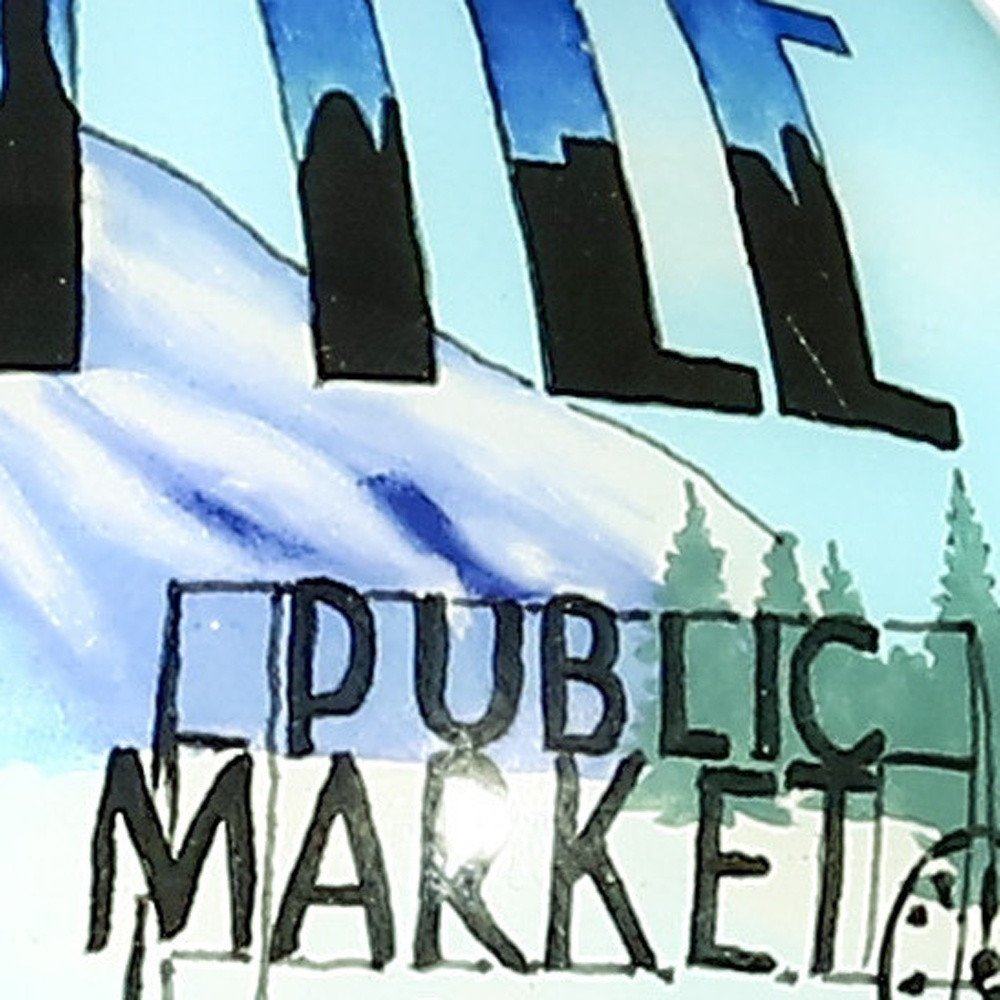 Seattle Hand Painted Blue Green And Black Glass Ball Ornament