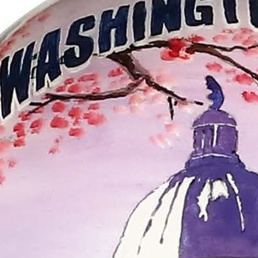 Washington DC Hand Painted Pink Purple And Blue Glass Ball Ornament