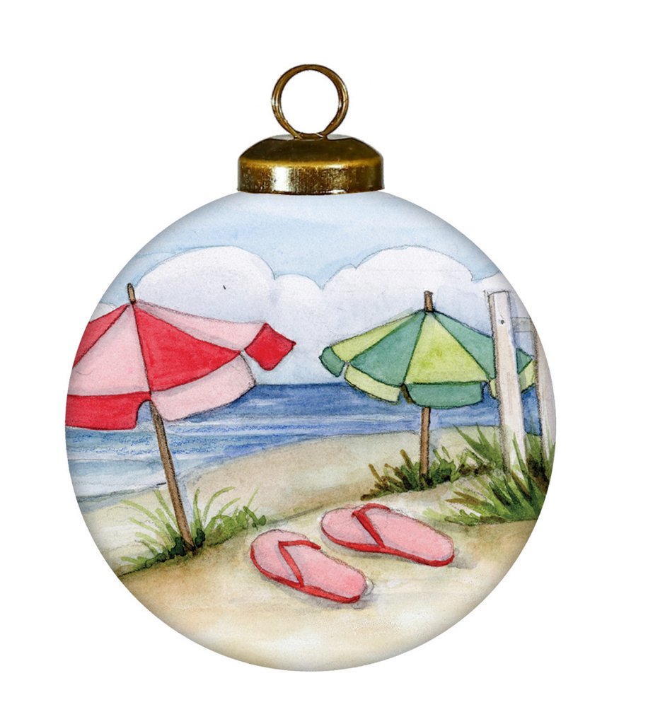 The Best Beach days Hand Painted Red Brown And Green Glass Ball Ornament
