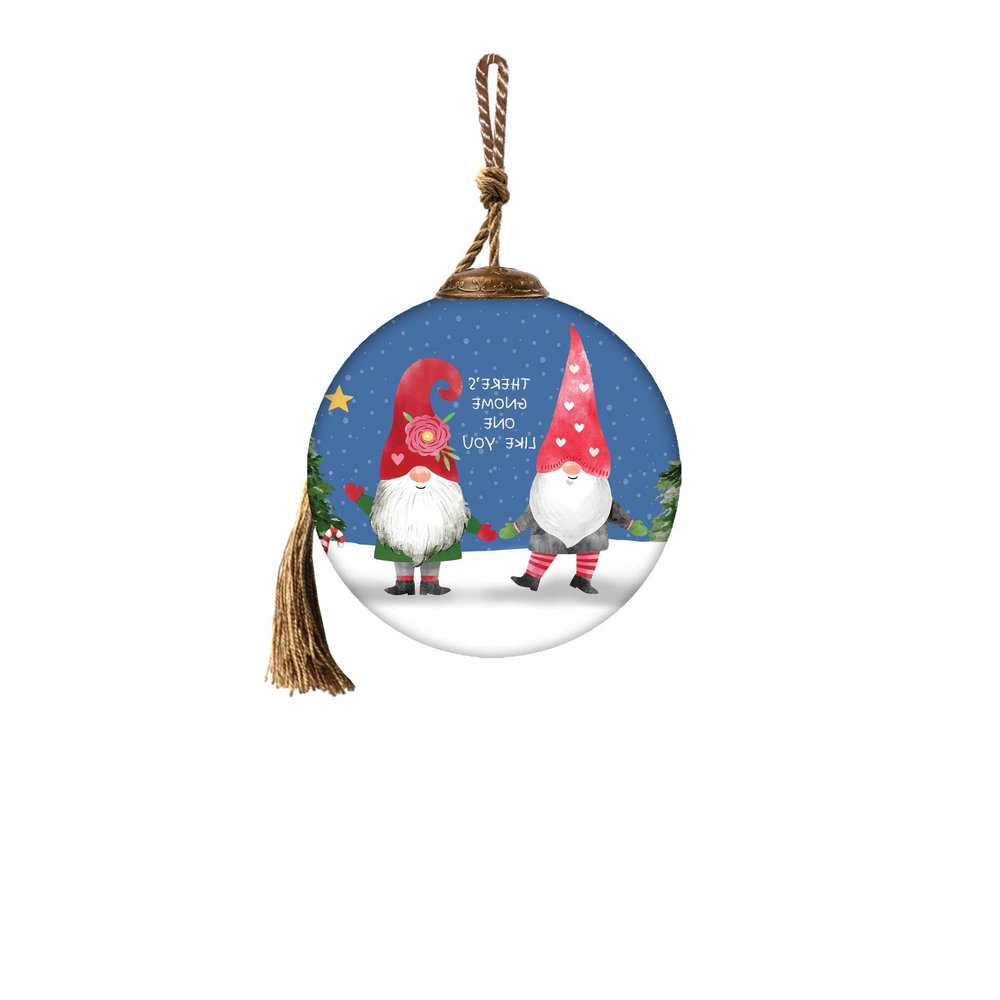 Snowman and Forest Animal Hand Painted Blue White And Green Glass Ball Ornament