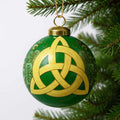 Trinity Knot Hand Painted Yellow And Green Glass Ball Ornament
