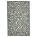9' X 13' Orange Gray And Ivory Wool Floral Medallion Hand Hooked Area Rug