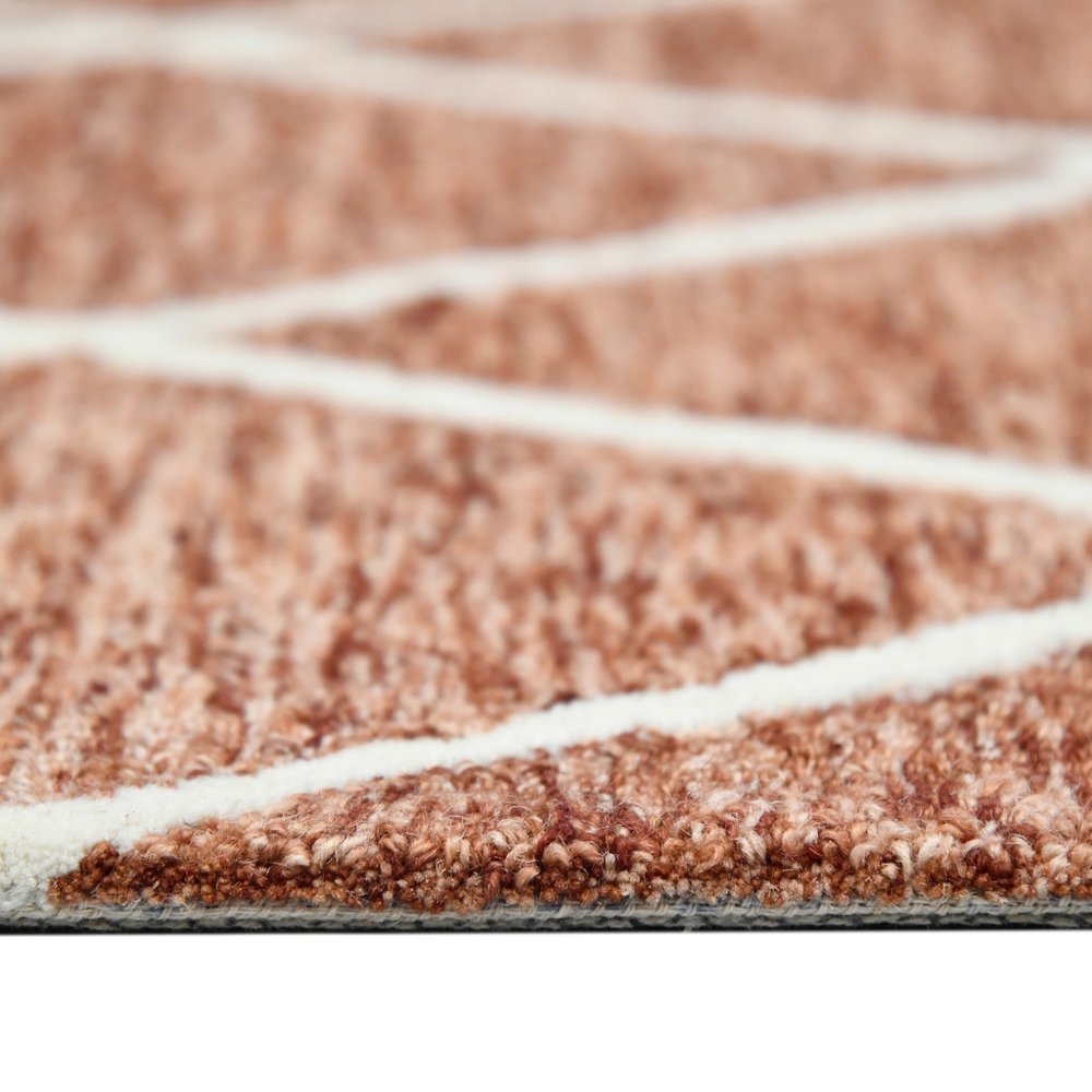 9' X 13' Rust And Ivory Wool Argyle Hand Hooked Area Rug