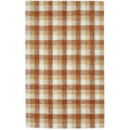 9' X 13' Orange Beige And Brick Red Wool Plaid Hand Tufted Area Rug