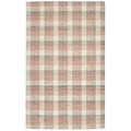 9' X 13' Pink And Ivory Wool Plaid Hand Tufted Area Rug