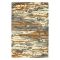 9' X 13' Orange Ivory And Green Wool Abstract Hand Tufted Area Rug