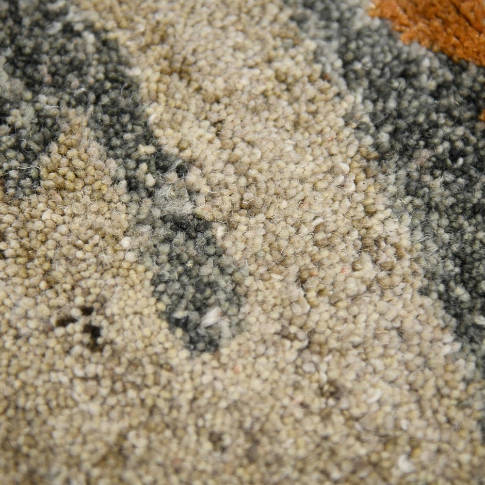 9' X 13' Orange Ivory And Green Wool Abstract Hand Tufted Area Rug