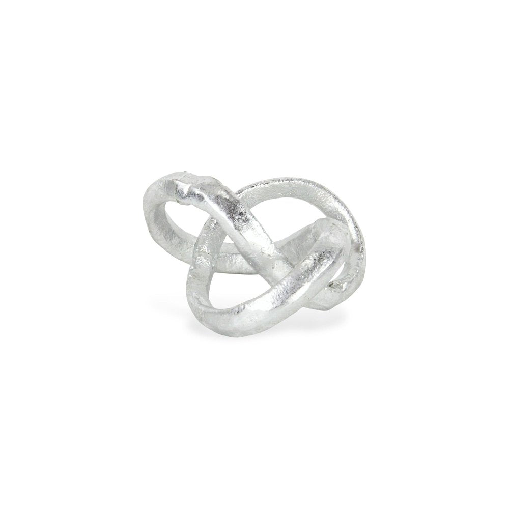 6" Silver Cast Iron Modern Abstract Infinity Knot Tabletop Sculpture