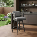 37" Gray Metal Swivel Outdoor Counter Height Bar chair with Footrest