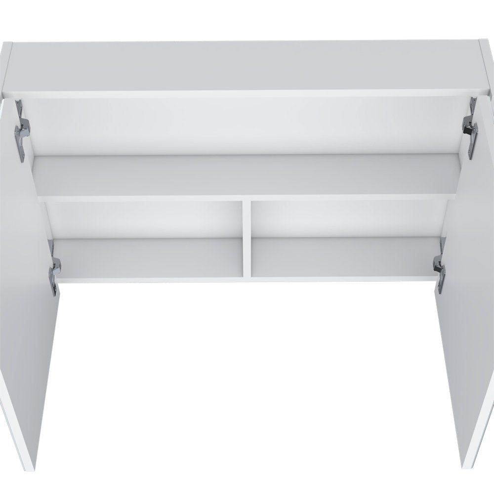 32" White Wood Wall Mounted Double Door Medicine Cabinet