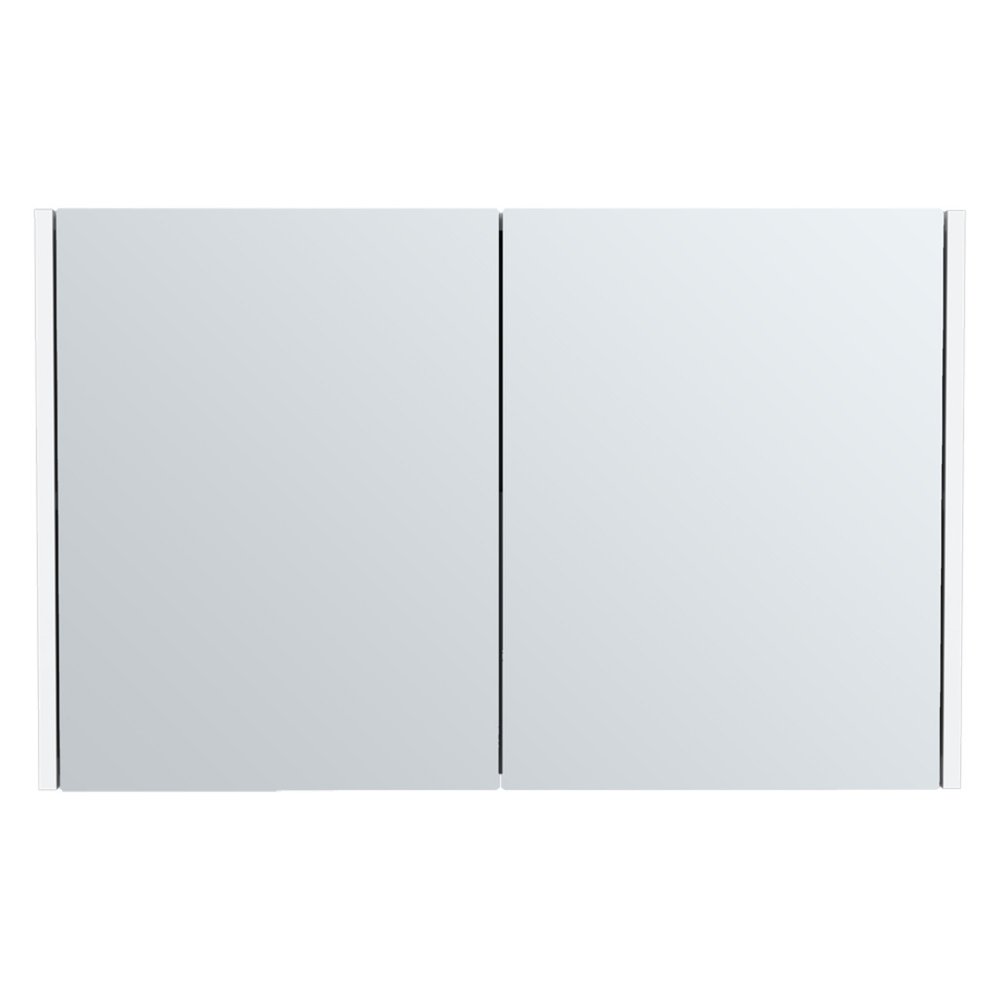 32" White Wood Wall Mounted Double Door Medicine Cabinet. Bathroom storage isolated on a plain white background, in a white wood finish.