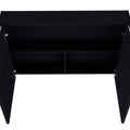 32" Black Wood Floating Bathroom Vanity And Medicine Cabinet With Mirror. Bathroom vanity isolated on a plain white background, in a black wood finish.