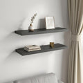 32" Set Of Two Dark Gray Wood Wall Mounted Floating Shelves