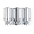 Silver Heavy Duty Plastic Three Chamber Wall Mount Soap Dispenser on a white background