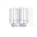 Gray Heavy Duty Plastic Two Chamber Wall Mount Soap Dispenser on a white background