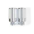 Silver Heavy Duty Plastic Two Chamber Wall Mount Soap Dispenser on a white background