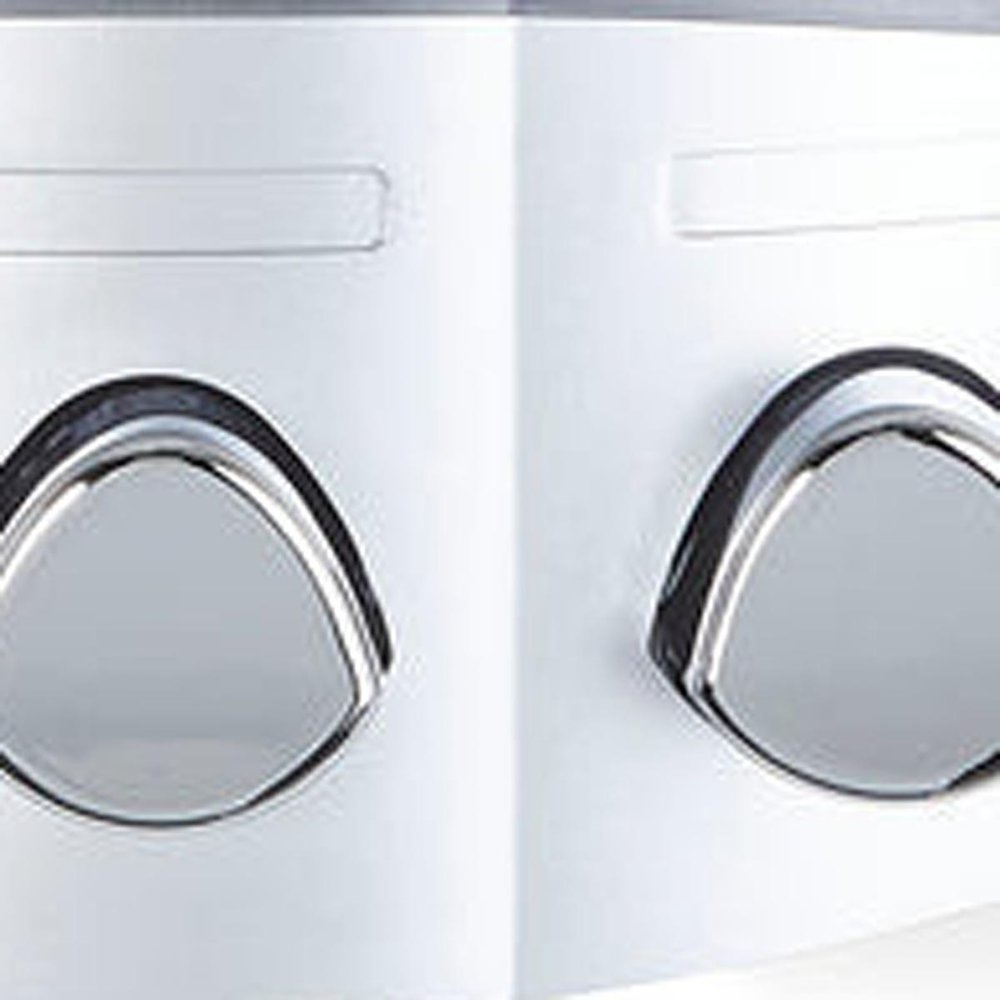 Gray Heavy Duty Plastic Three Chamber Wall Mount Soap Dispenser on a white background