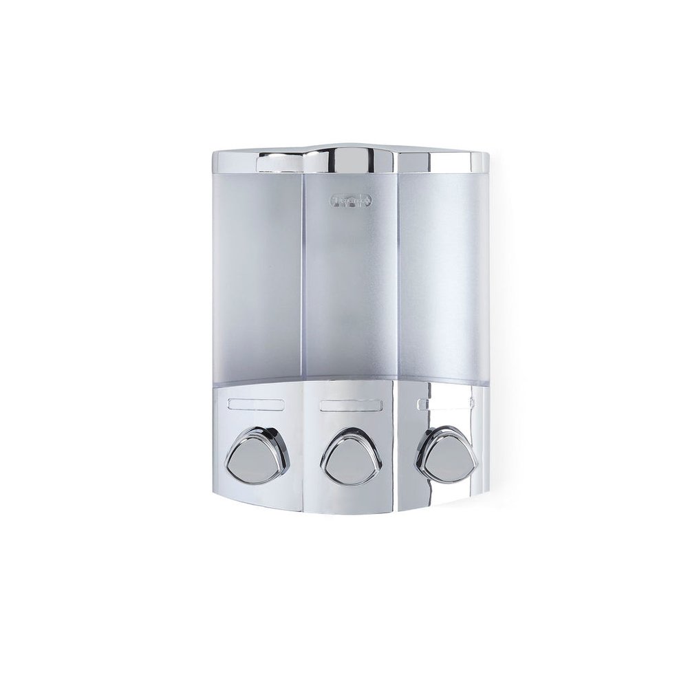Gray Heavy Duty Plastic Three Chamber Wall Mount Soap Dispenser on a white background