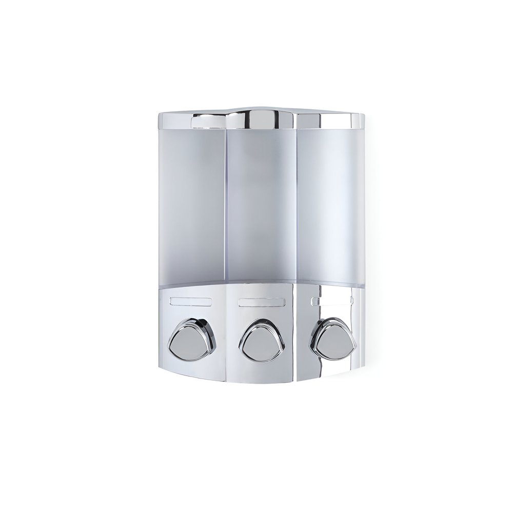 Gray Heavy Duty Plastic Three Chamber Wall Mount Soap Dispenser on a white background