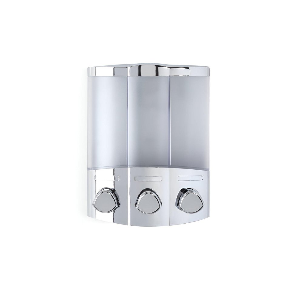 Gray Heavy Duty Plastic Three Chamber Wall Mount Soap Dispenser on a white background