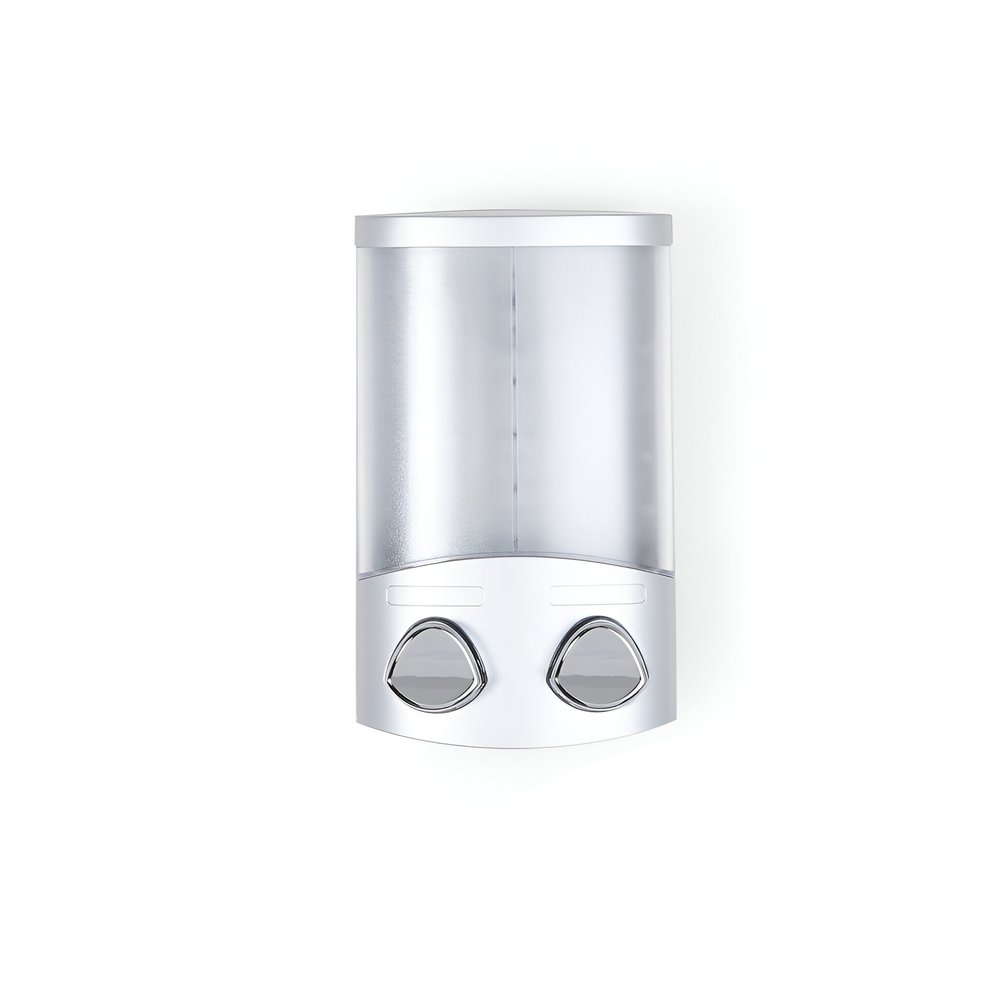 Gray Heavy Duty Plastic Two Chamber Wall Mount Soap Dispenser on a white background