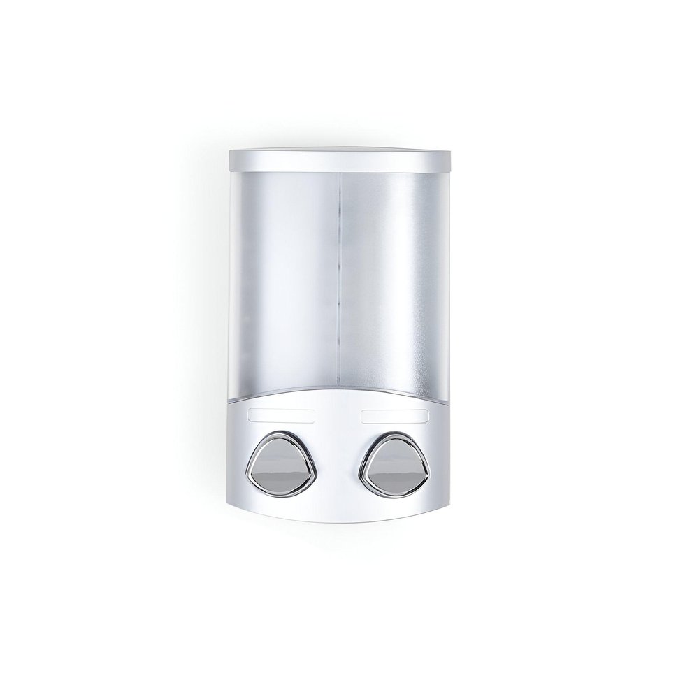 Gray Heavy Duty Plastic Two Chamber Wall Mount Soap Dispenser on a white background