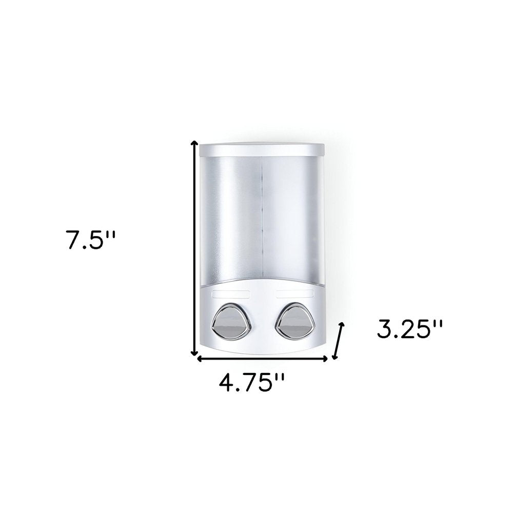 Gray Heavy Duty Plastic Two Chamber Wall Mount Soap Dispenser on a white background
