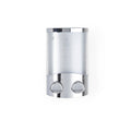 Silver Heavy Duty Plastic Two Chamber Wall Mount Soap Dispenser on a white background