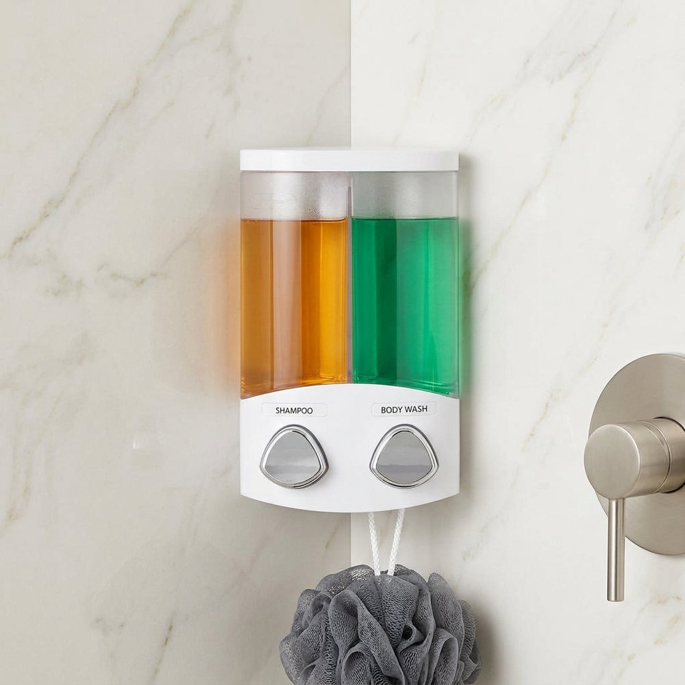 White Heavy Duty Plastic Two Chamber Wall Mount Soap Dispenser