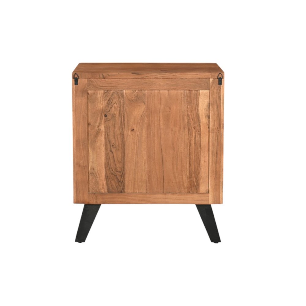 30" Brown Solid Wood Square Live Edge Nightstand. Nightstands & bedside table isolated on a plain white background, finished in brown wood.